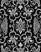 Classic Floral Paisley White On Black Rug