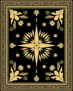 Elegant Gold Floral Starburst Design Rug