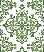 Elegant Green Floral Pattern Rug