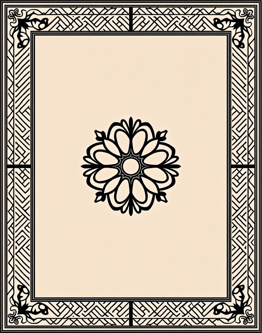 Ornate Floral Geometric Border Rug
