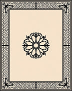 Ornate Floral Geometric Border Rug
