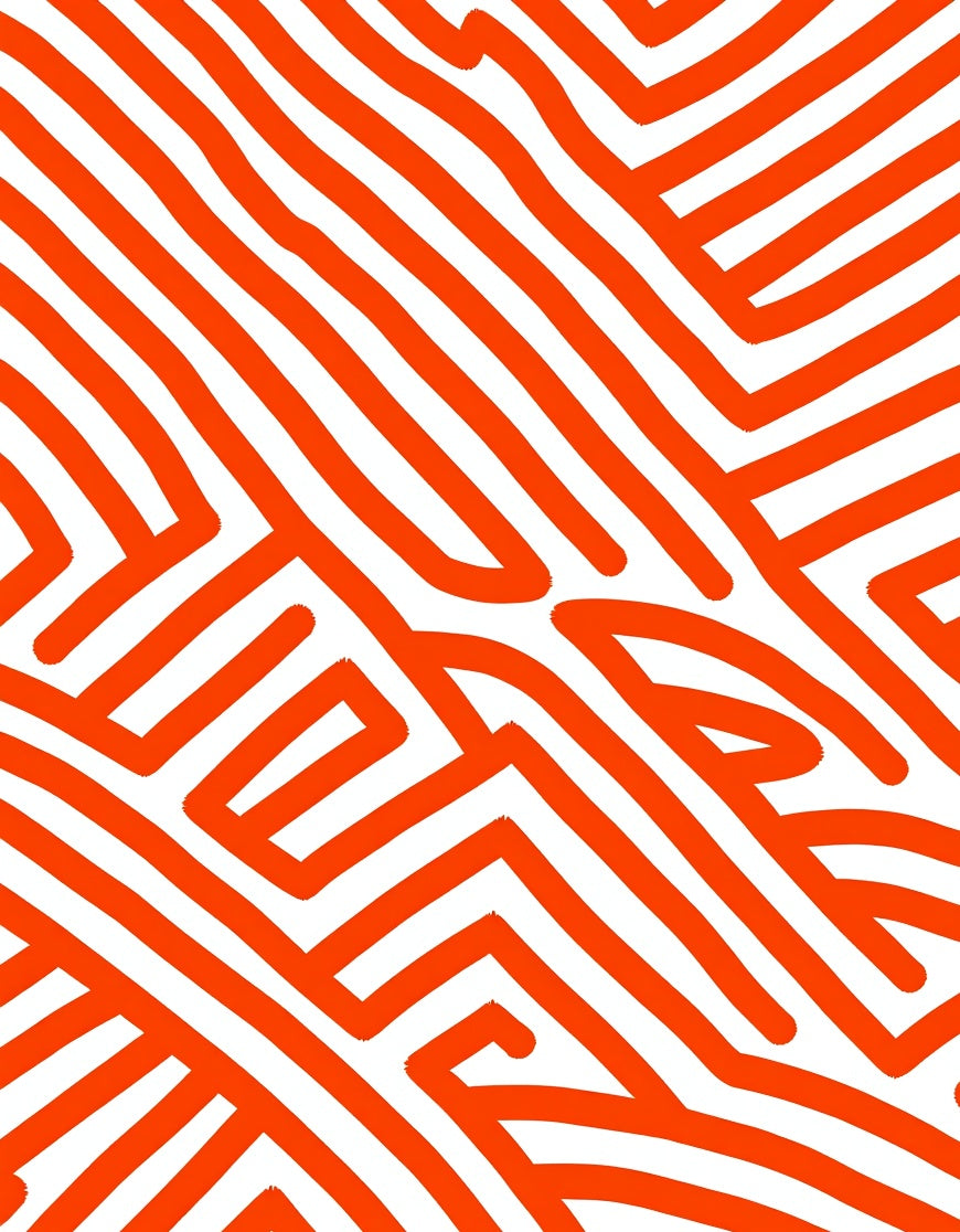 Bold Orange Geometric Maze Rug