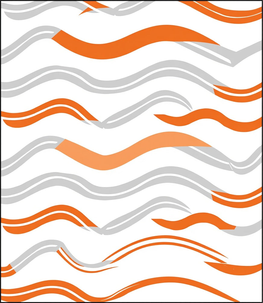 Abstract Wavy Orange Gray Lines Rug