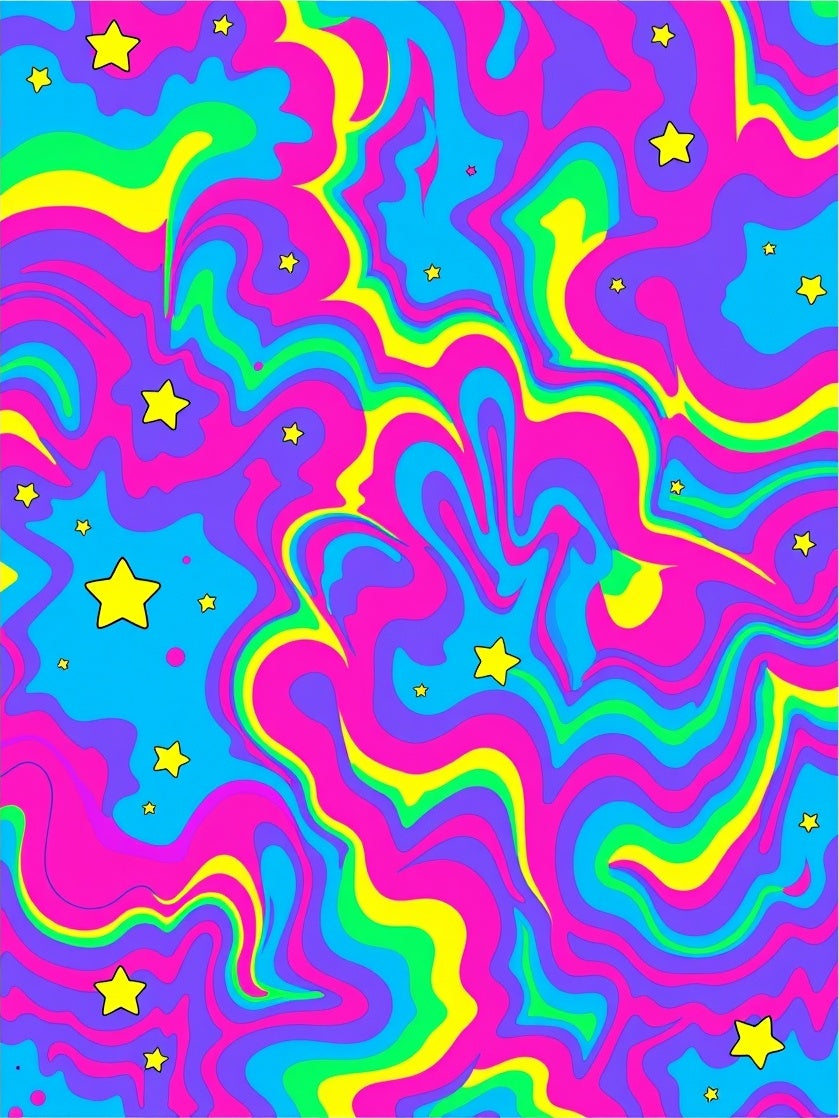 Vibrant Swirl Star Pattern Rug