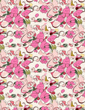 Pink Floral Swirl Artistic Pattern Rug