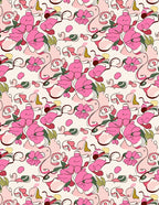 Pink Floral Swirl Artistic Pattern Rug