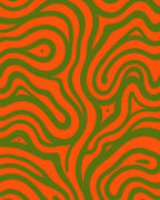 Bold Swirling Emerald Orange Pattern Rug
