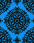 Bold Blue Black Ornamental Medallion Design Rug
