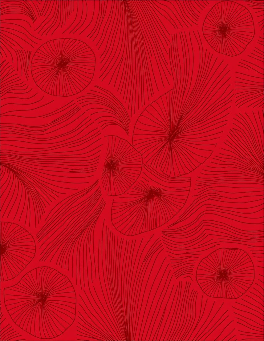 Red Organic Radial Pattern Rug