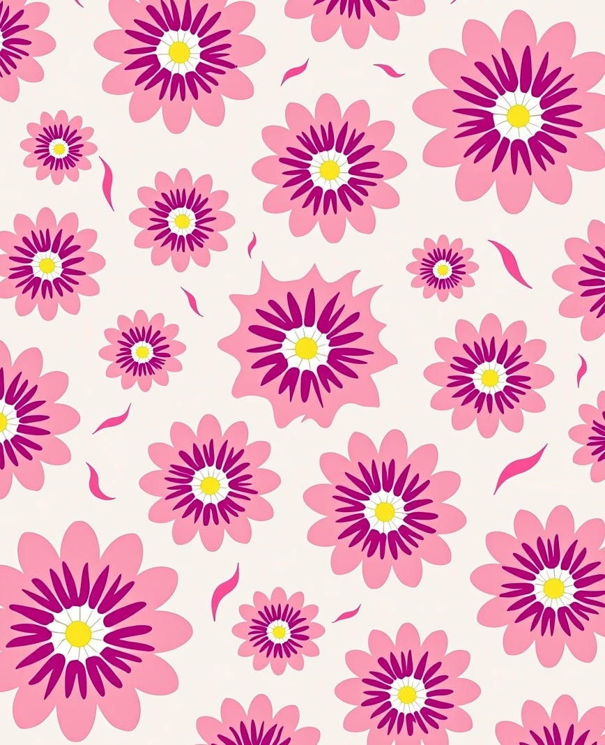 Pink Floral Graphic Pattern Rug