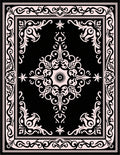 Elegant Black Pink Damask Pattern Rug