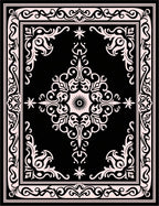 Elegant Black Pink Damask Pattern Rug