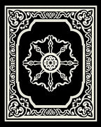 Monochromatic Floral Scrollwork Design Rug