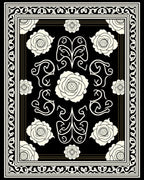 Black Garden Rose Filigree Rug