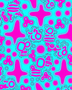 Bright Pink Abstract Organic Shapes Rug