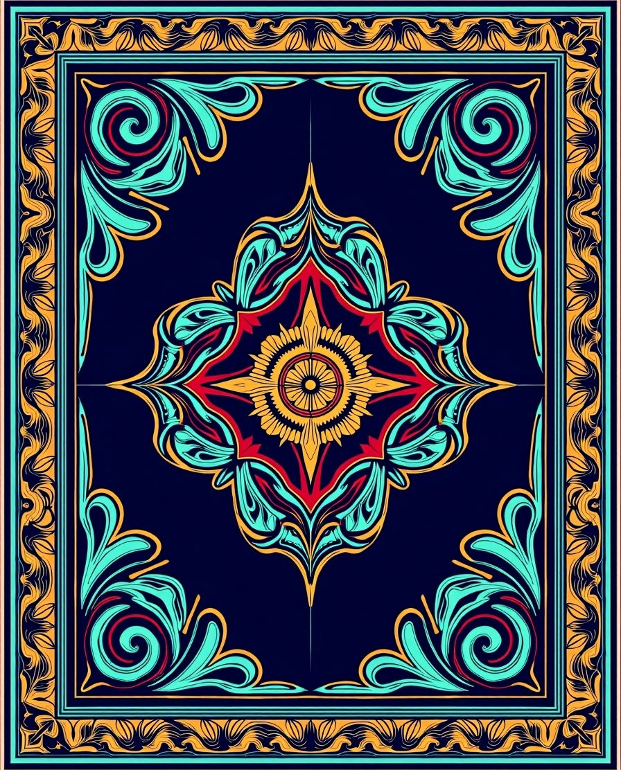 Bold Floral Scrollwork Design Rug