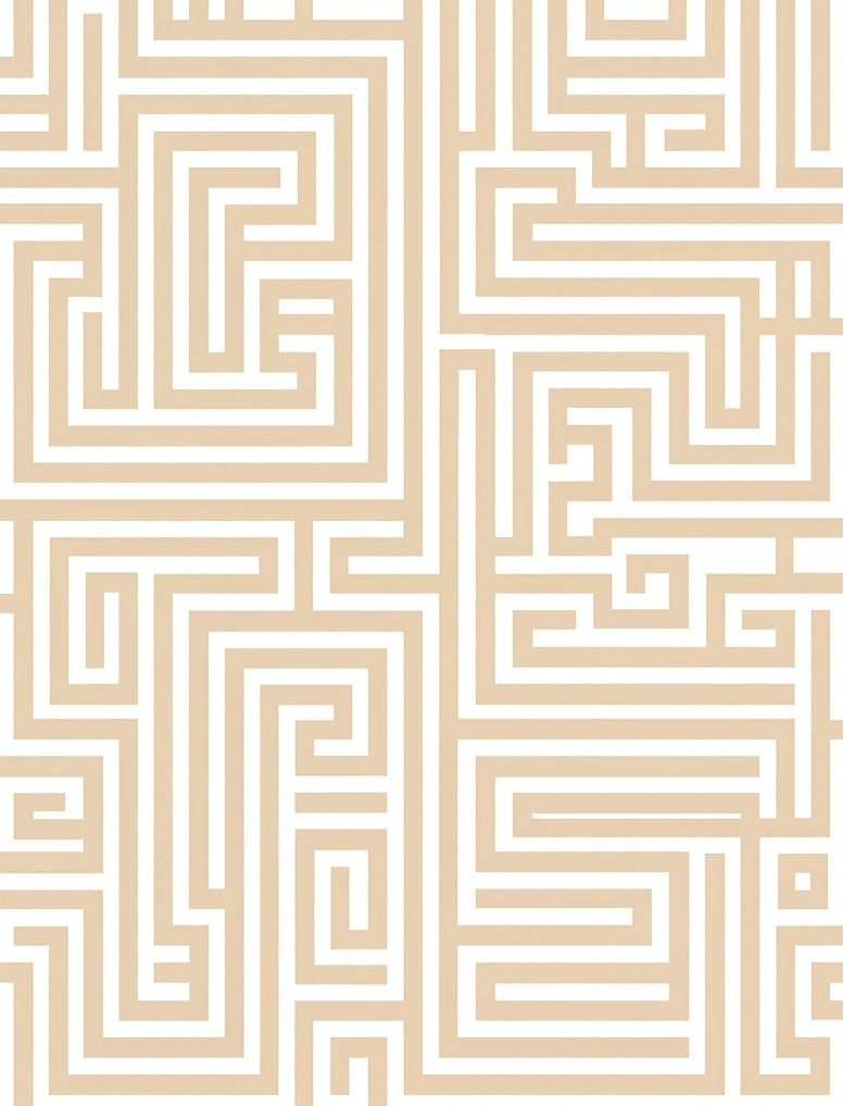 Sophisticated Tan Maze Pattern Rug