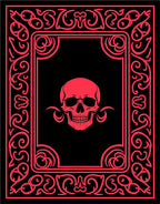 Bold Crimson Skull Ornate Frame Rug