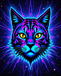 Neon Cat Abstract Starry Night Rug