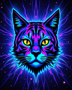 Neon Cat Abstract Starry Night Rug