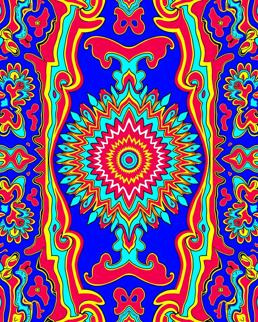 Vibrant Psychedelic Mandala Pattern Rug