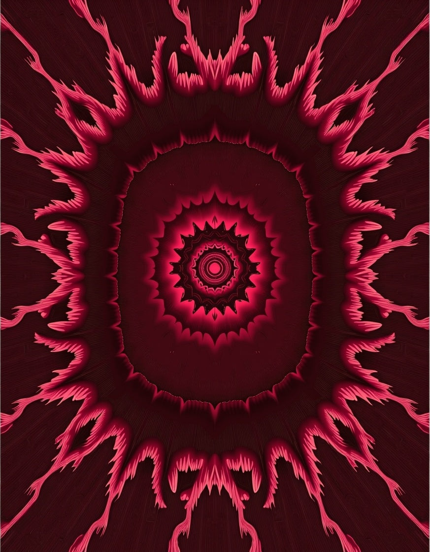 Fiery Radial Bloom Pattern Rug