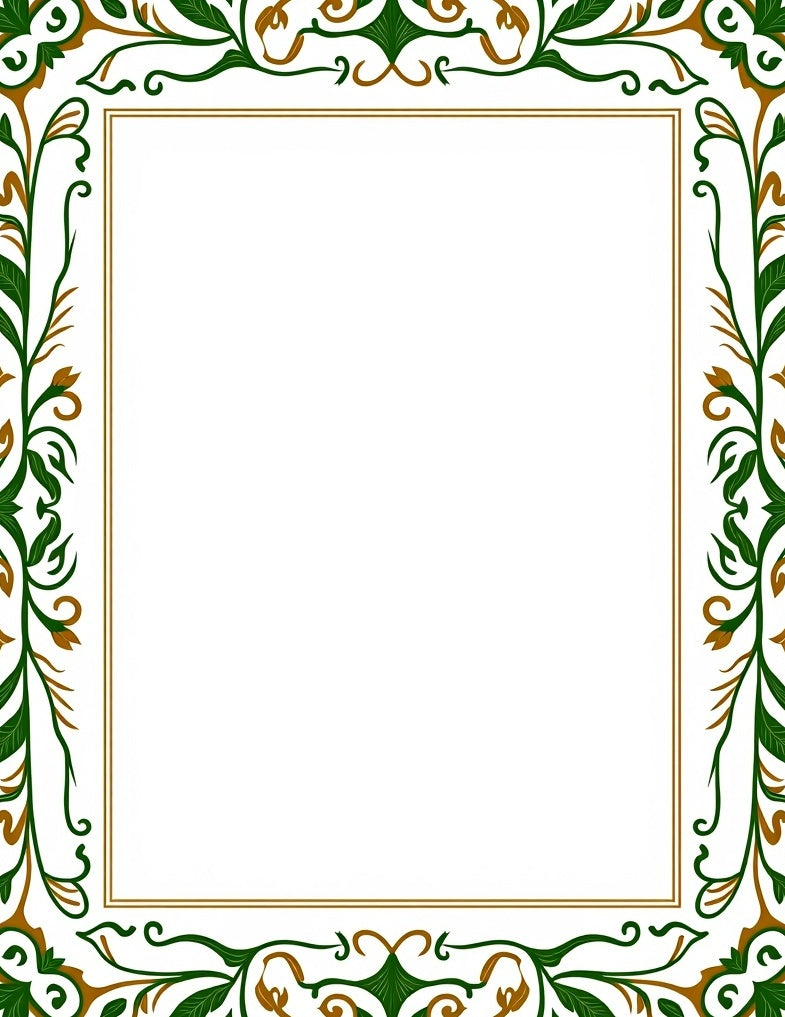 Ornate Emerald Vine Border Rug
