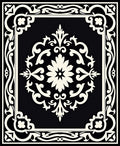 Classic Black and White Floral Pattern Rug