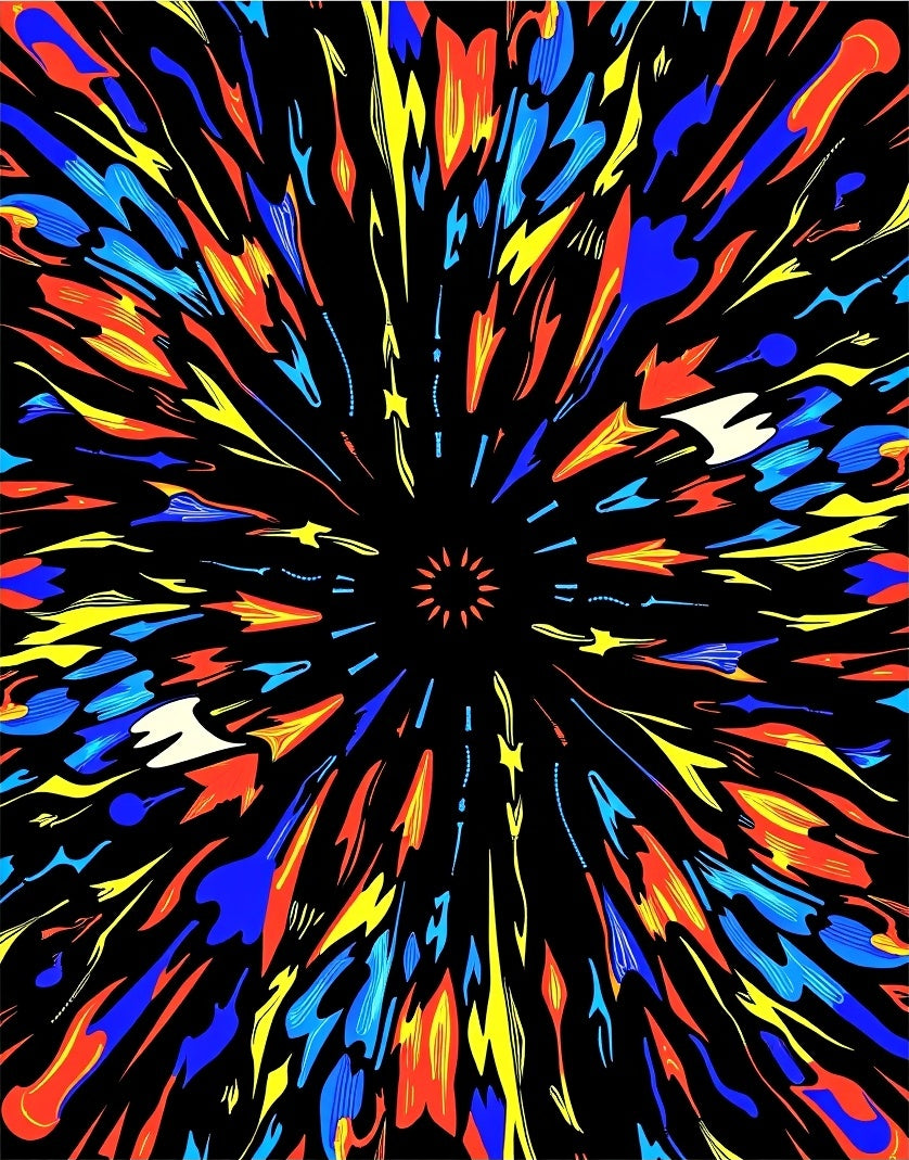 Explosive Colorburst Radial Art Rug