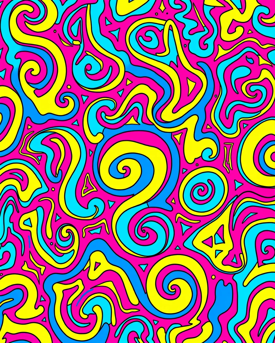 Psychedelic Swirls Neon Pattern Rug