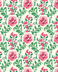Vibrant Pink Rose Vine Design Rug