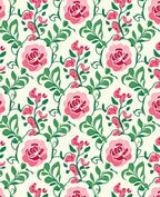 Vibrant Pink Rose Vine Design Rug