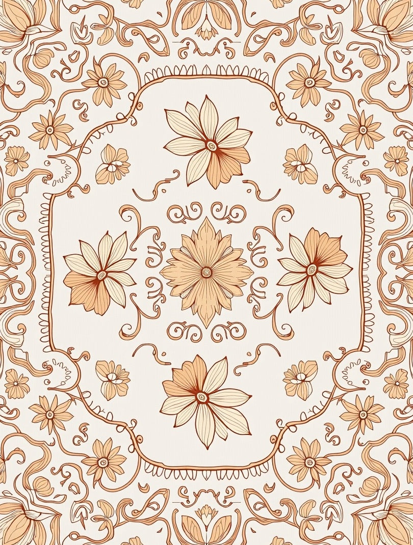 Vintage Floral Patterned Beige Rug