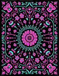 Chic Pink Teal Floral Mandala Rug