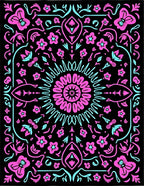 Chic Pink Teal Floral Mandala Rug