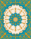 Turquoise Floral Medallion Swirl Pattern Rug