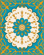 Turquoise Floral Medallion Swirl Pattern Rug