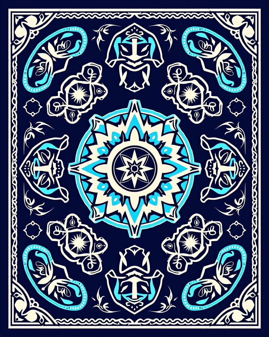 Marine Nautical Mandala Design Rug