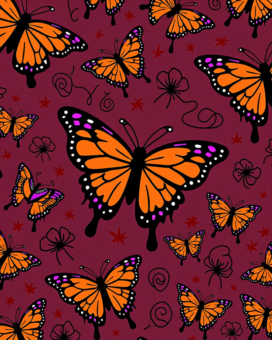 Orange Butterfly Pattern Design Rug