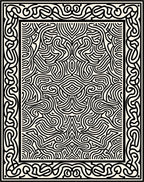 Intricate Black And White Linear Rug