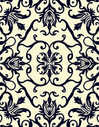 Vintage Floral Scroll Motif Rug