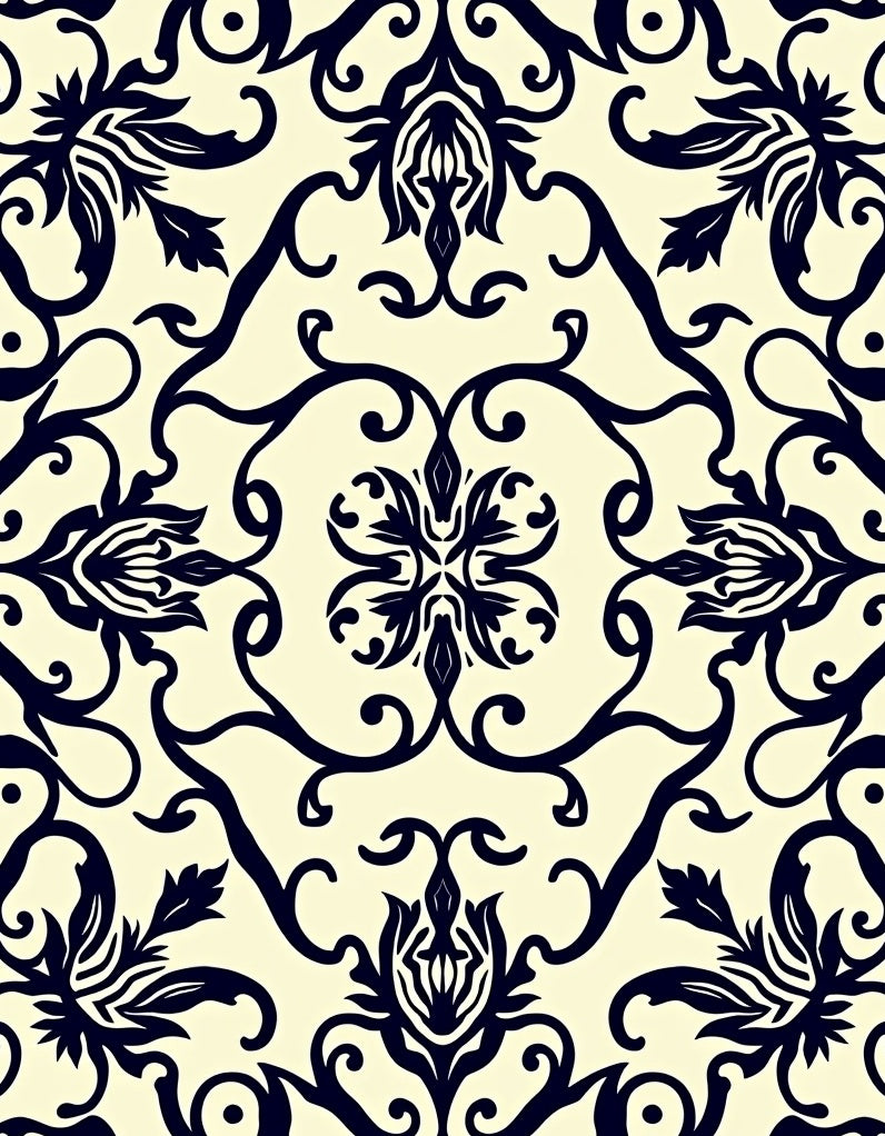 Vintage Floral Scroll Motif Rug