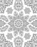 Monochromatic Gray Floral Mandala Art Rug