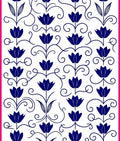 Navy Blue Floral Swirl Vine Rug