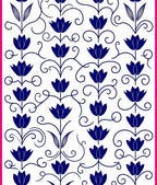 Navy Blue Floral Swirl Vine Rug