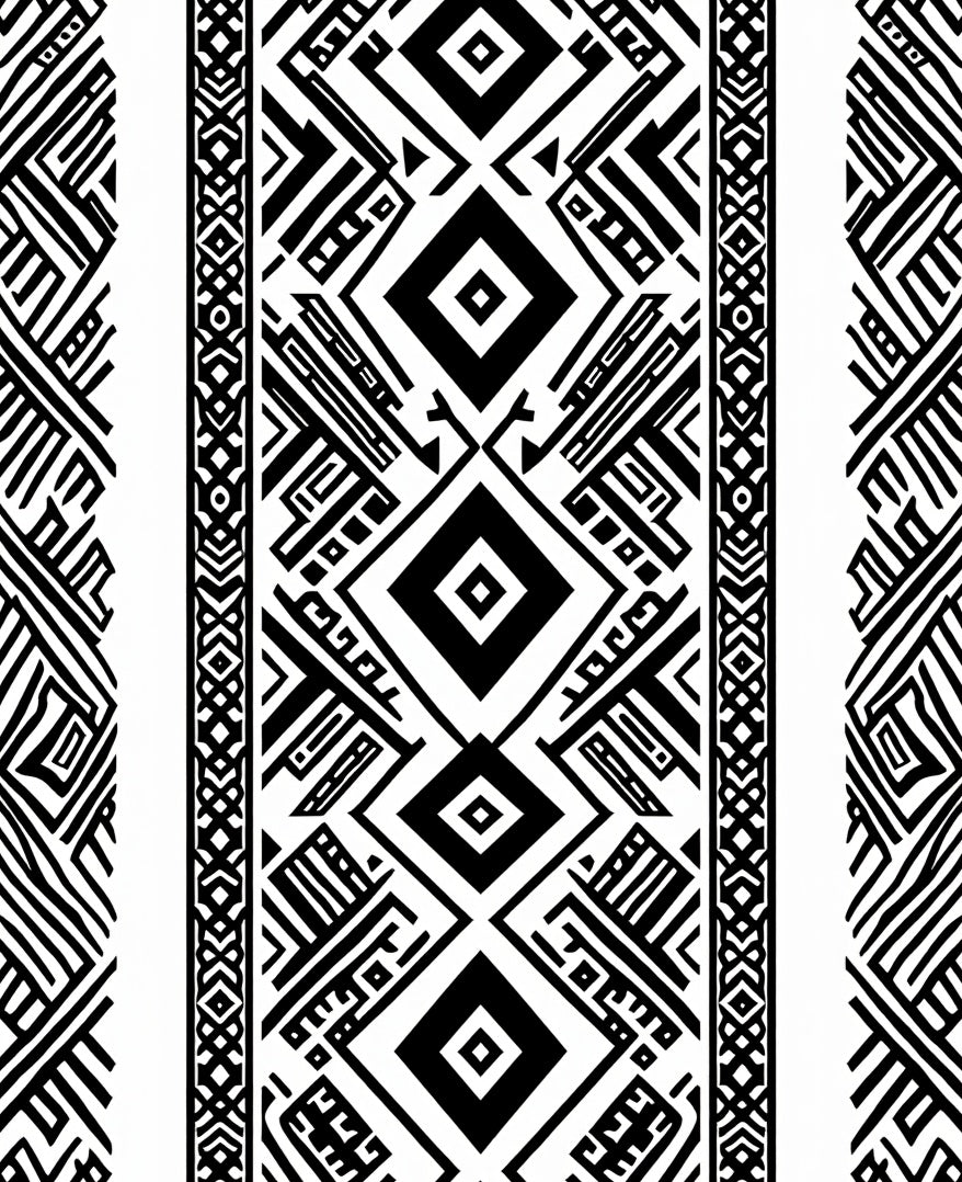 Classic Black White Geometric Stripe Rug