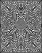 Black White Abstract Maze Pattern Rug
