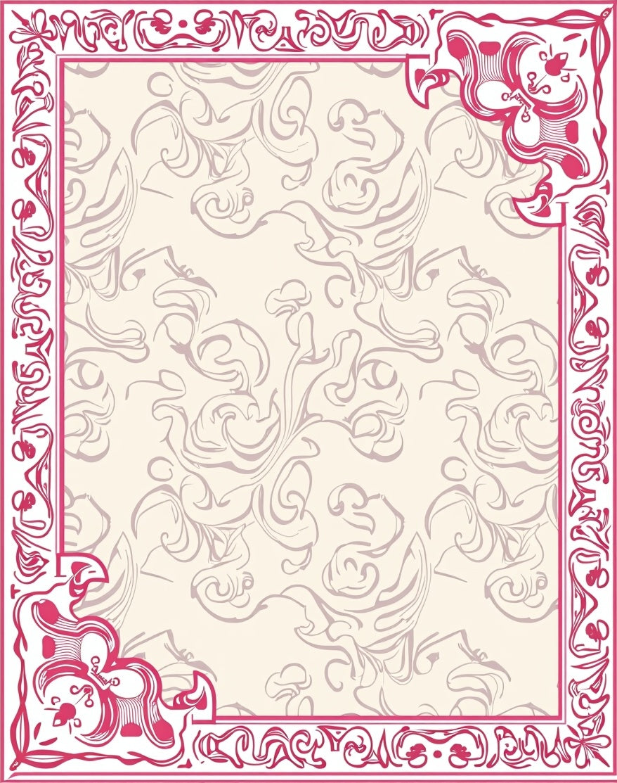 Regal Pink Floral Art Nouveau Rug