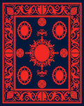 Intricate Red And Blue Floral Pattern Rug