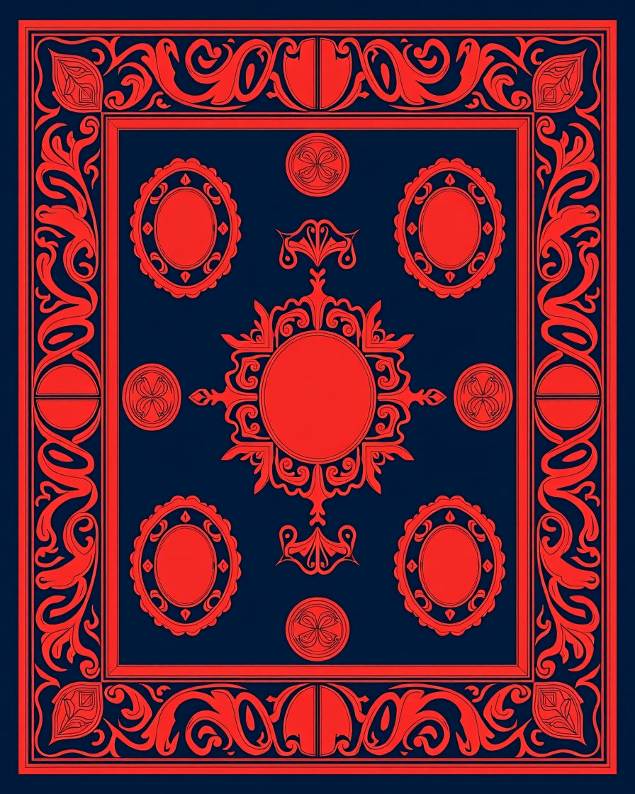 Intricate Red And Blue Floral Pattern Rug